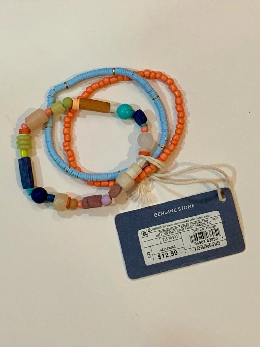 Universal Thread Kids Coral, Light Blue & Navy Beaded Bracelet Set